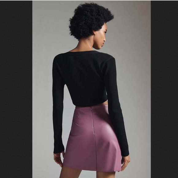 By Anthropologie Mini Faux Leather Skirt in Violet Sz 22W NWT - Picture 2 of 8